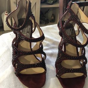 Michael Kors heels 6 1/2 leather dark burgundy